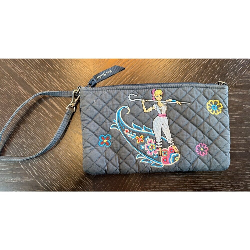 Pixar Vera Bradley Quilted Wristlet Bag With Bo Peep Embroidery & Floral Design